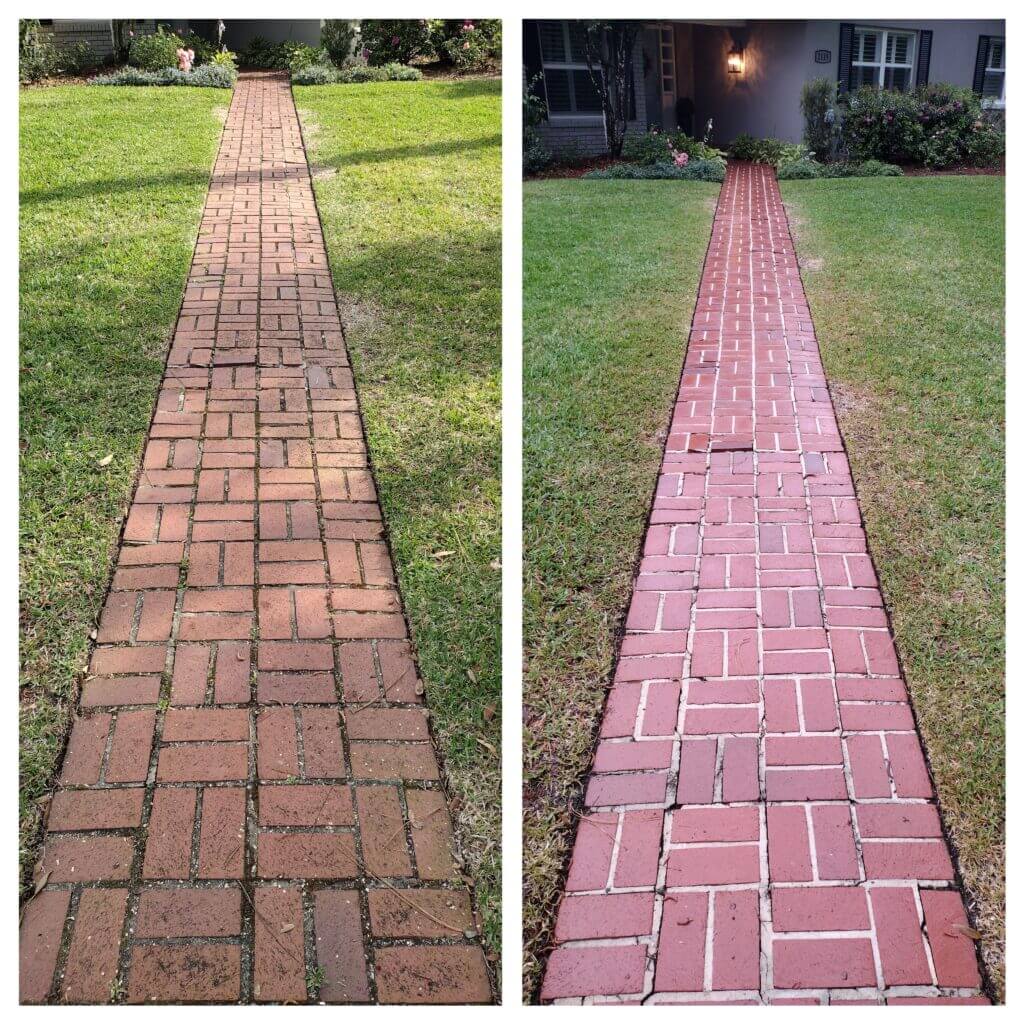 Sidewalk Cleaning before and after