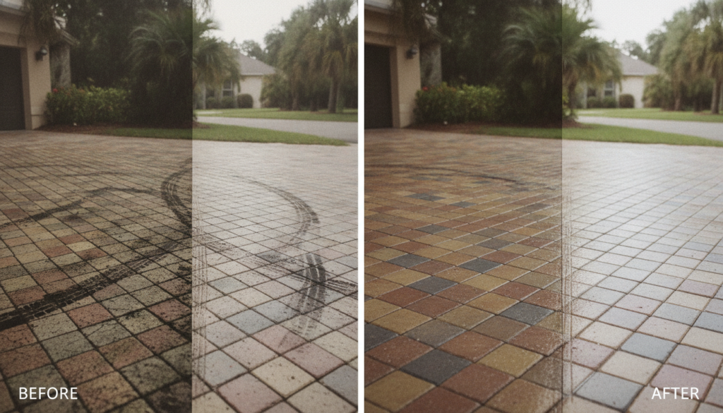 Silver Springs Shores East Paver Sealing: A Homeowner's Guide for 2026 1 paver sealing silver springs shores east driveway before and after comparison