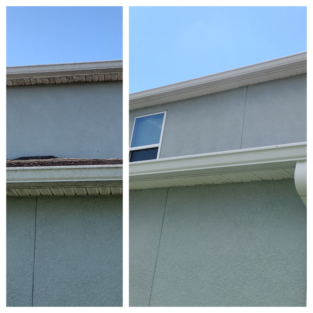 before and after post-construction cleaning of a new home exterior in Marion County
