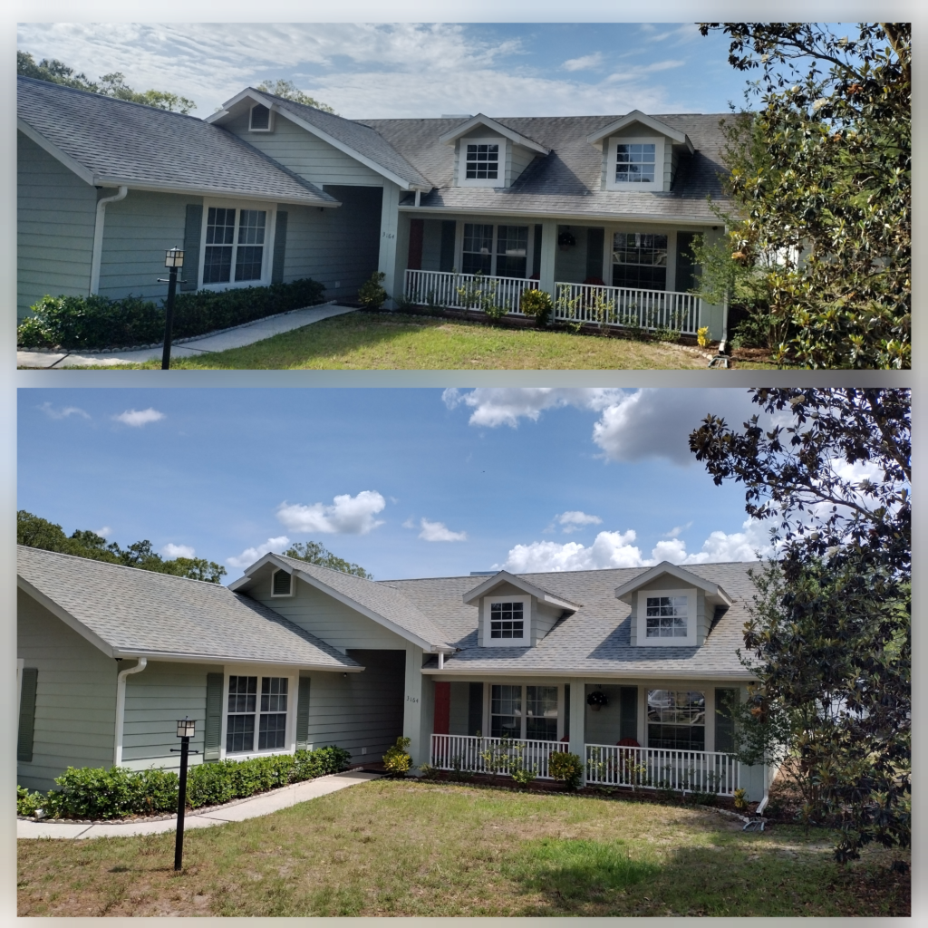 Ocala's Guide to No Pressure Power Washing That Protects Your Home 3 before and after results of house power washing near me service on Ocala siding