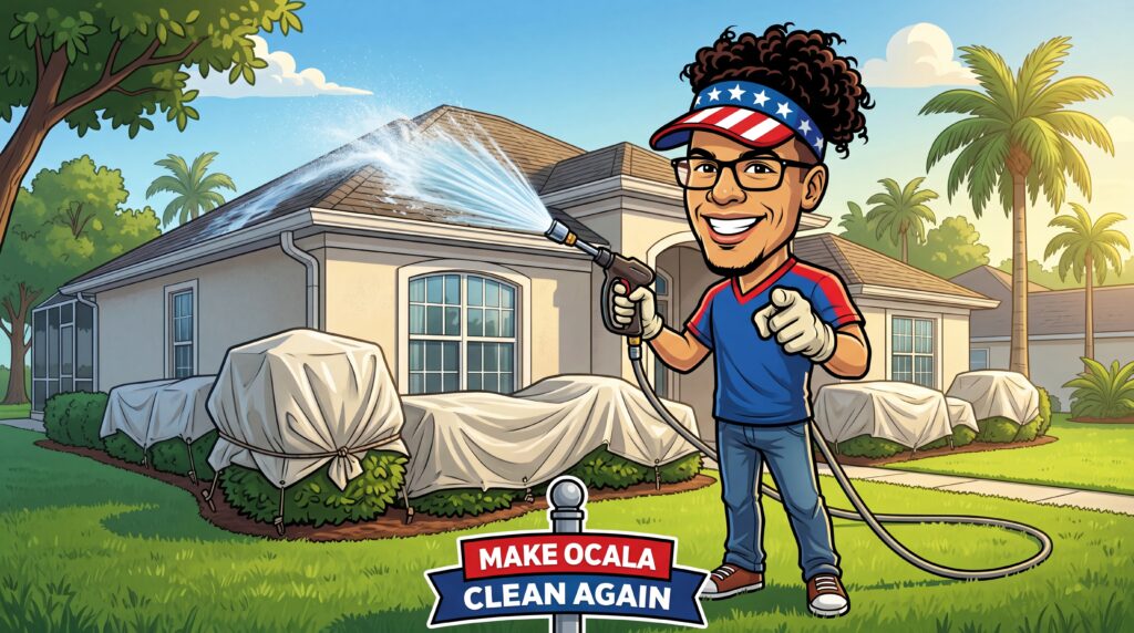 Ocala's Guide to No Pressure Power Washing That Protects Your Home 2 no pressure power washing removing black algae streaks from an Ocala roof