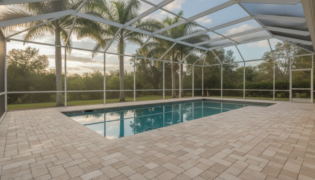 sealed and restored paver pool decks in Ocala FL after softwashing service