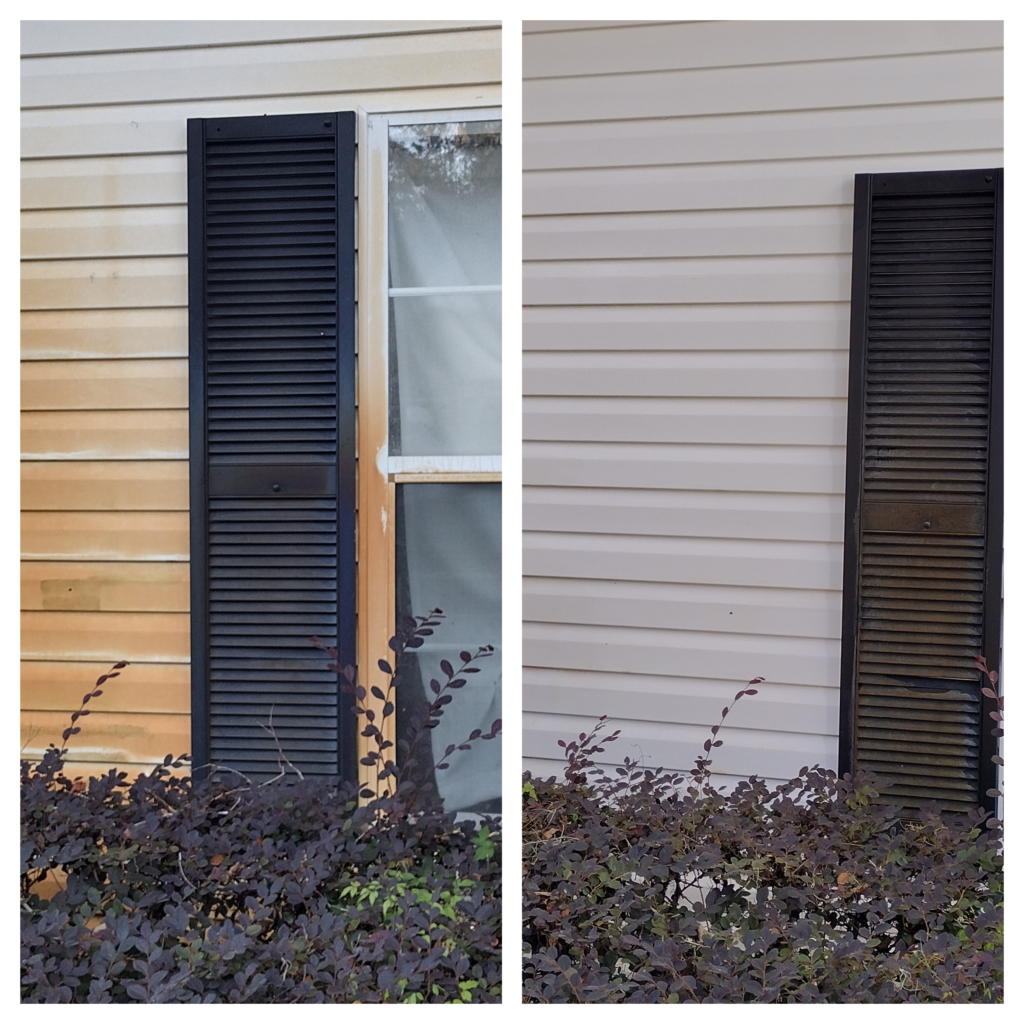 side-by-side comparison of streaky DIY window versus professionally cleaned glass